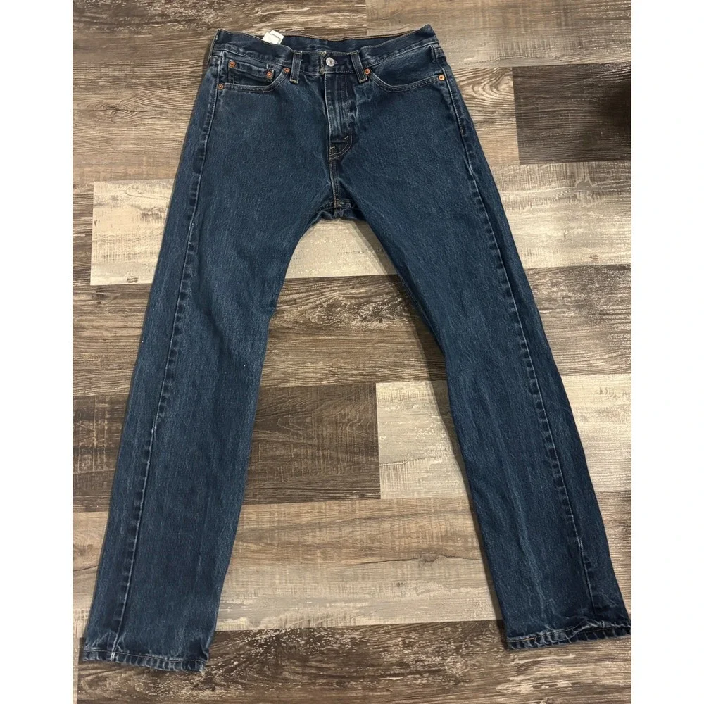 Levis 505 Regular Fit Jeans Mens 30x32 Dark Wash Straight Leg 